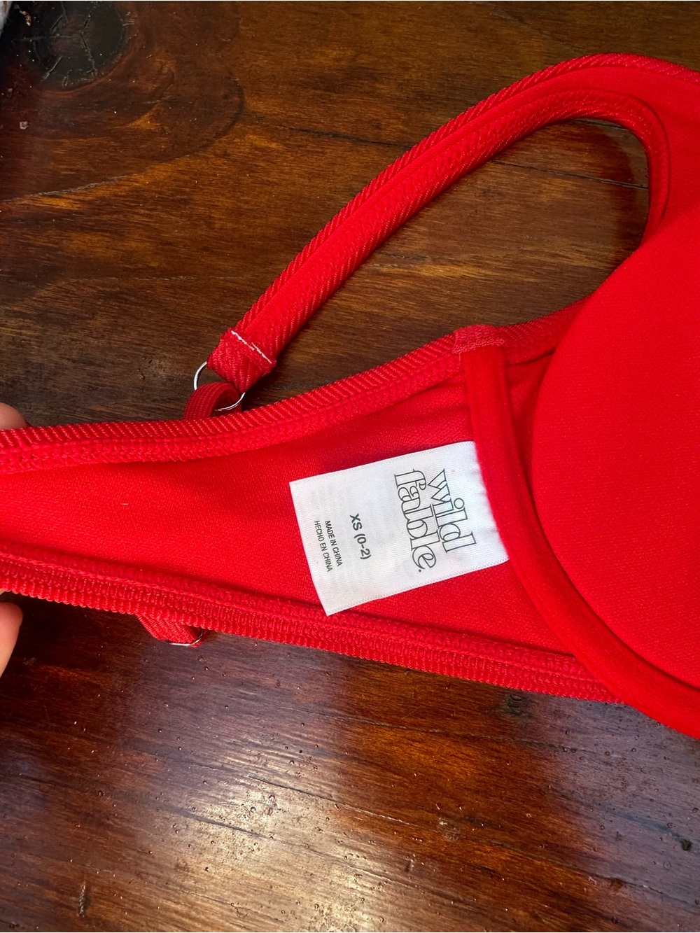 Red Underwire Ribbed bikini top - Picture 3 of 3